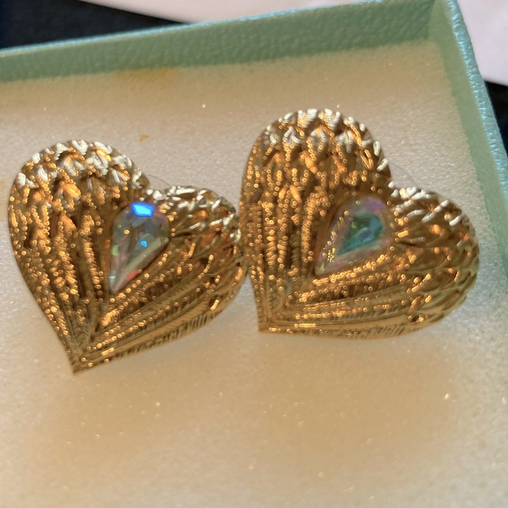 Kirk’s Folly gold toned winged heart earrings